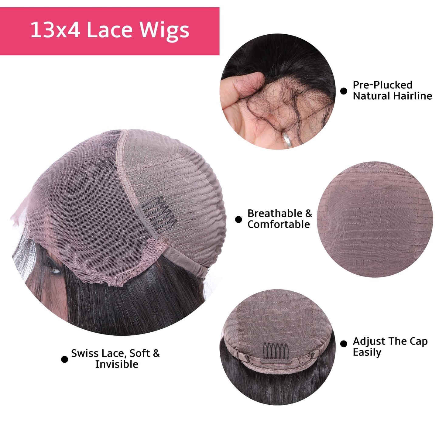 Wholesale Transparent Lace Front Human Hair Wigs 5 PCS Package