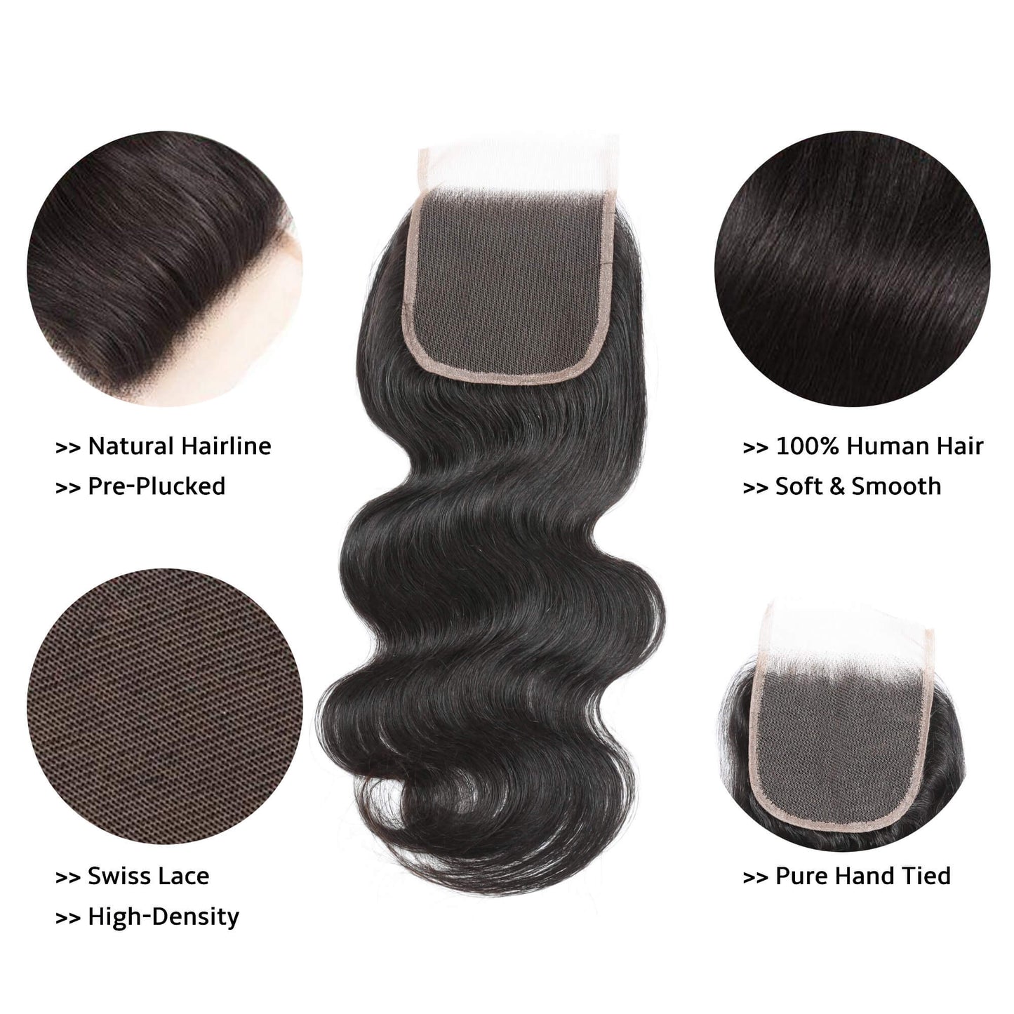 Body Wave Mink Brazilian Hair 3 Bundles With Lace Closure