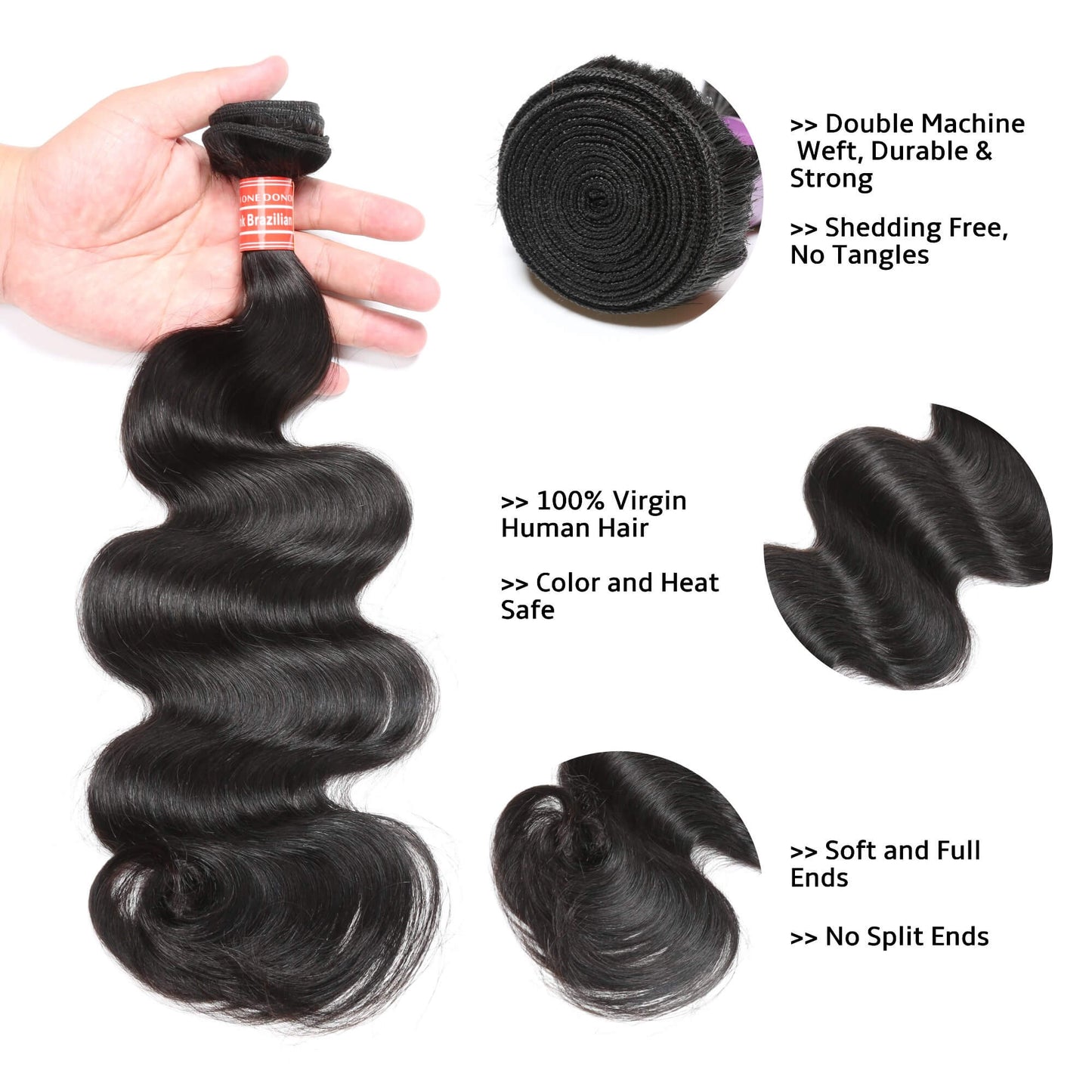 Body Wave Mink Brazilian Hair 3 Bundles With Lace Closure