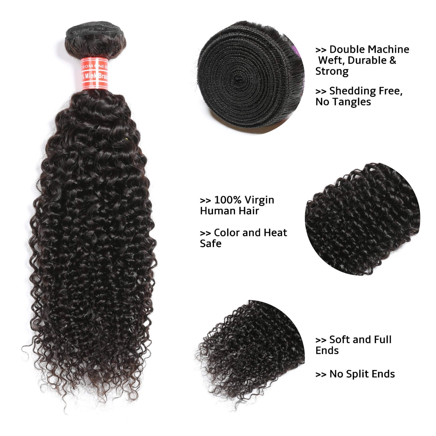 Curly Wave Mink Brazilian Hair 3 Bundles With Lace Closure