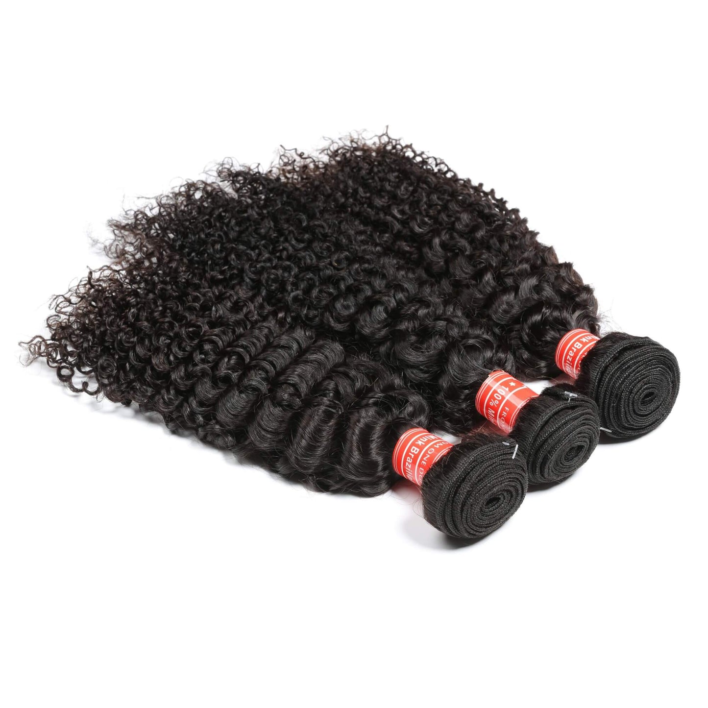 Curly Wave Mink Brazilian Hair 3 Bundles With Lace Closure